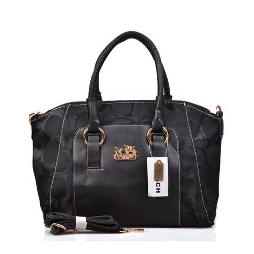Coach Madison Signature Medium Black Totes DPC Coach Madison Signature Medium Black Totes DPC